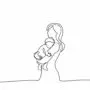 black and white outline of mother holding baby